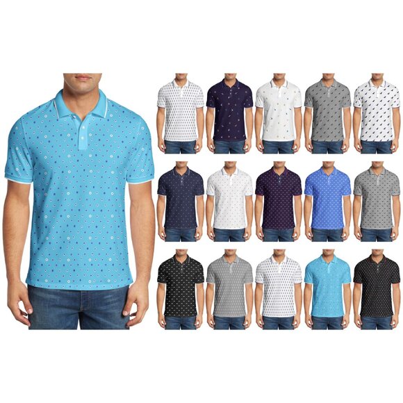 3-Pack Mens Classic Collared Polka Dot Cotton Athletic Summer Short Sleeve Shirt - Picture 13 of 16